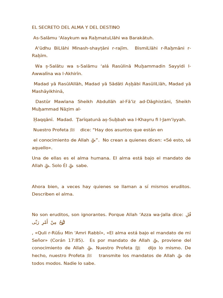 El Secreto Del Alma y Del Destino - Sheikh Muhammad Adil | PDF ...