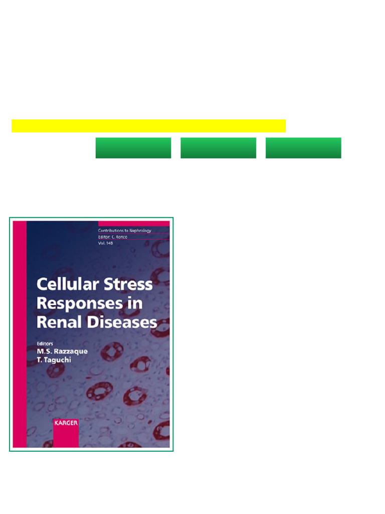 Cellular Stress Responses in Renal Diseases Contributions To Nephrology ...