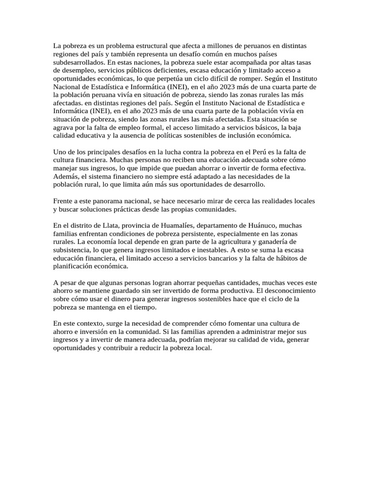 La Pobreza Es Un Problema Estructural Que Afecta A Millones de Peruanos ...
