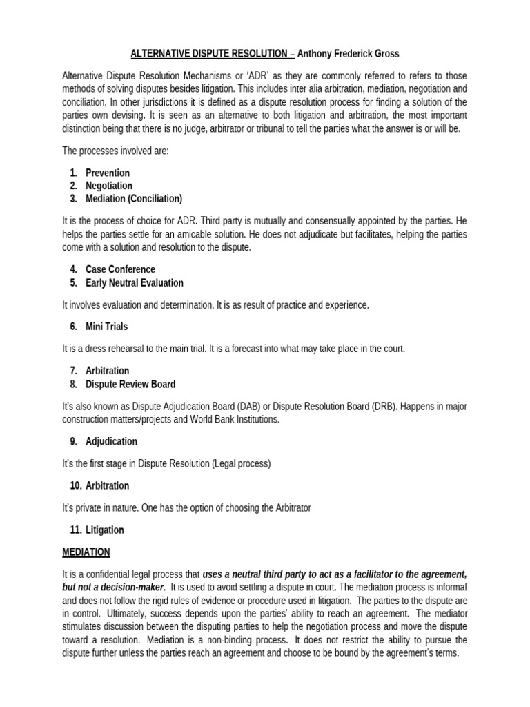 Alternative Dispute Resolution - AF Gross | PDF | Alternative Dispute ...