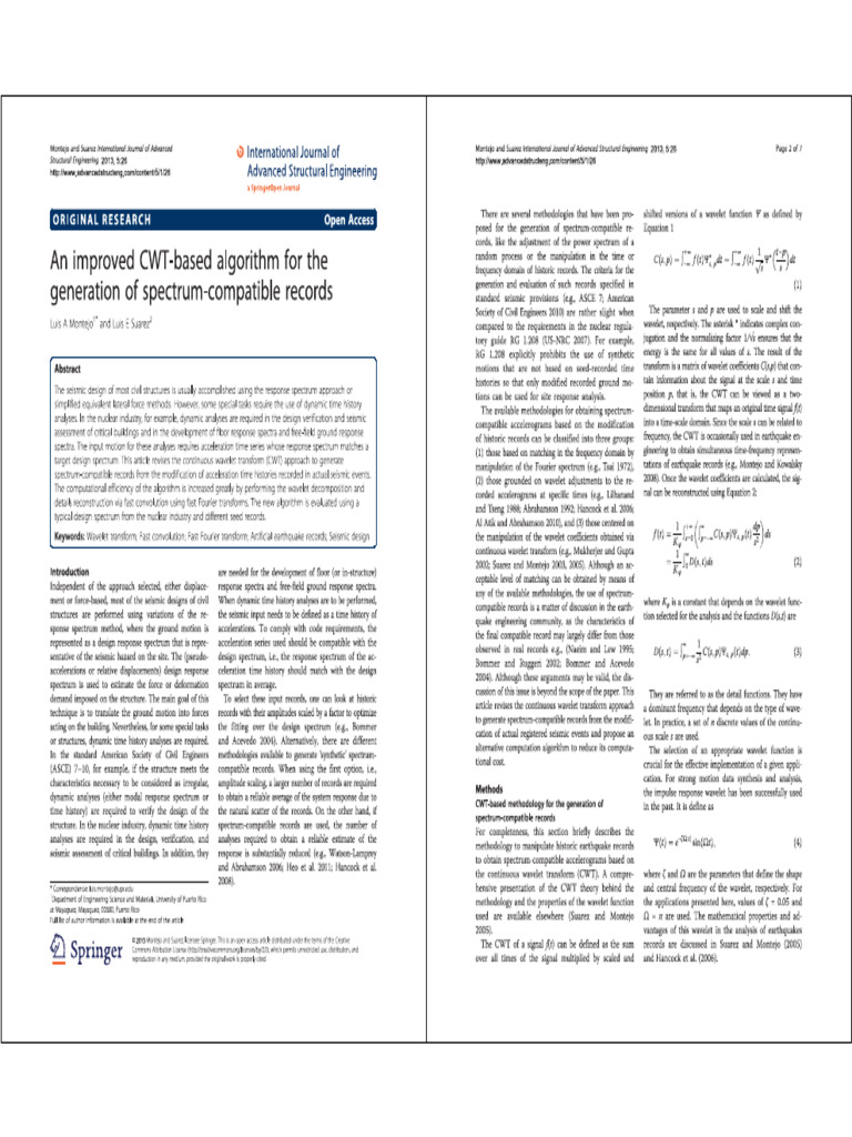 2013 Montejo$Suarez An Improved CWT Algorithm For The Generation of ...