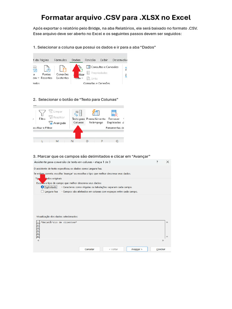 Converter CSV para XLSX no Excel | PDF