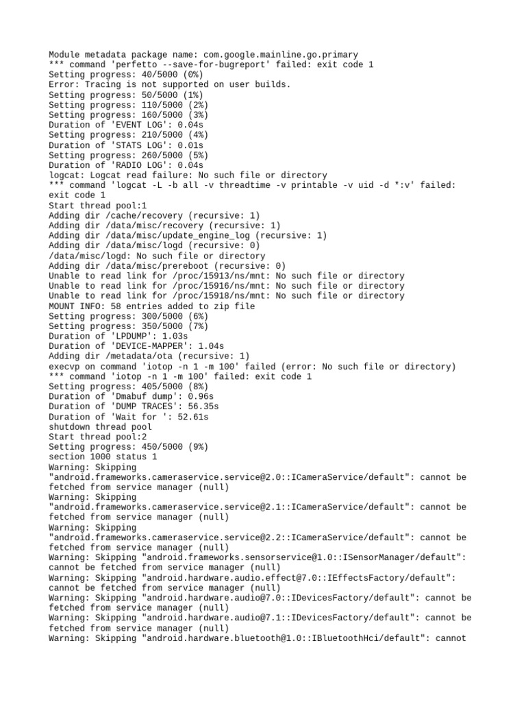 Android Logcat and Perfetto Errors | PDF | Computer Engineering ...