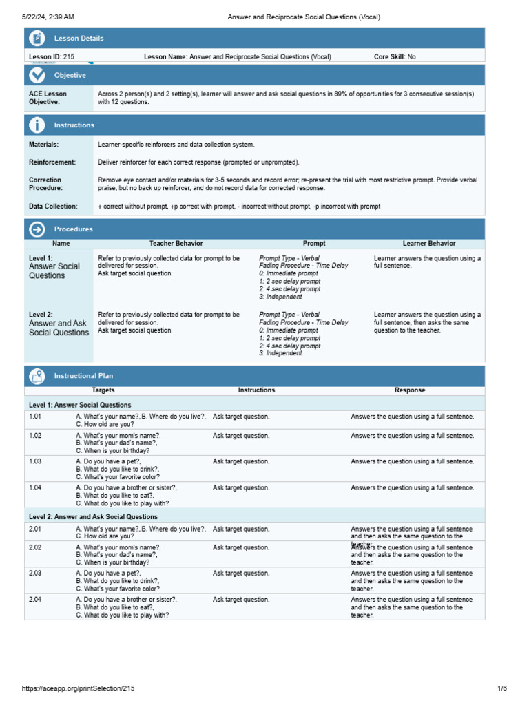 Social Questions: Answer & Ask Skills | PDF | Question | Curriculum