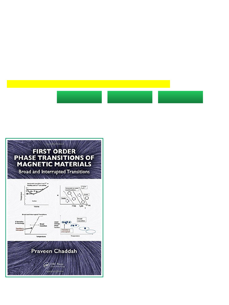 (Ebook) First Order Phase Transitions of Magnetic Materials: Broad and ...