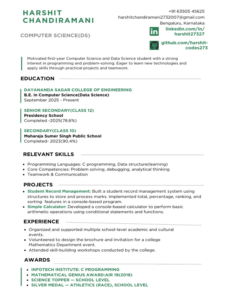 Computer Science Student Profile | PDF