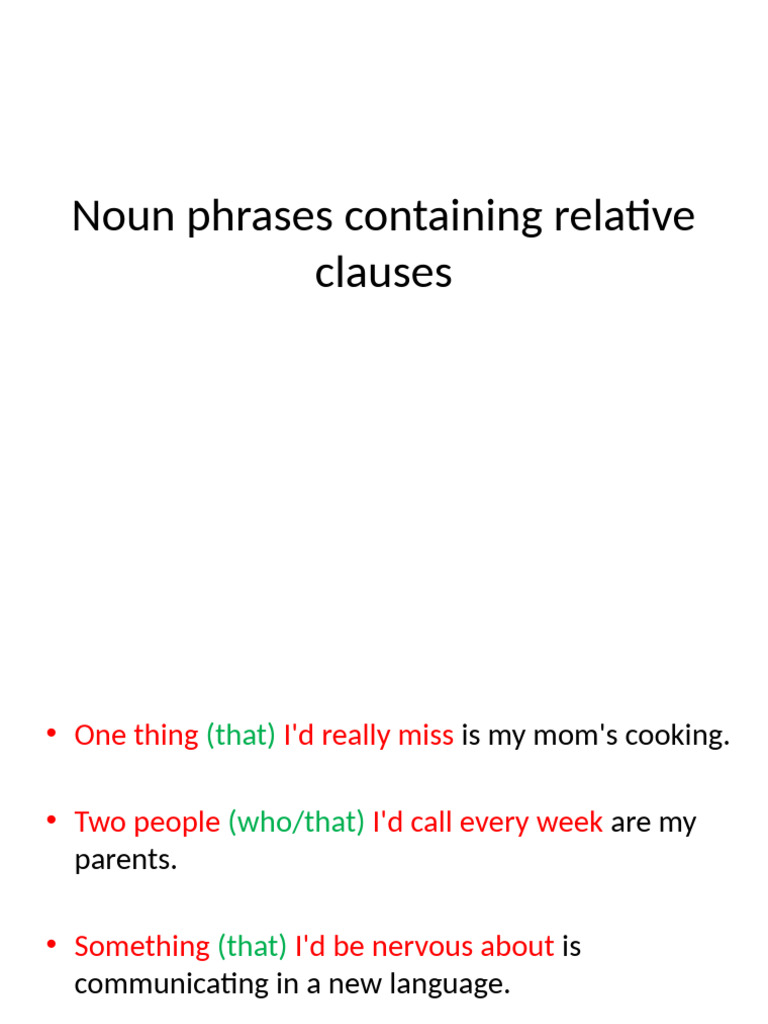 Noun Phrases Containing Relative Clauses | PDF