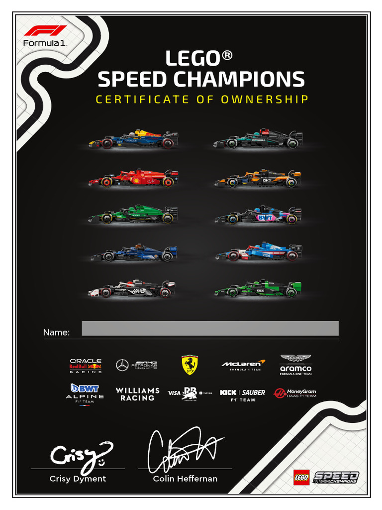 Certificate Formula1 Speed Champions | PDF