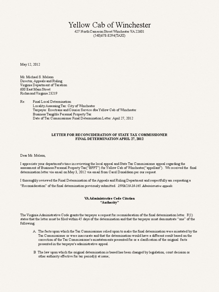 Reconsideration Letter Samples | PDF