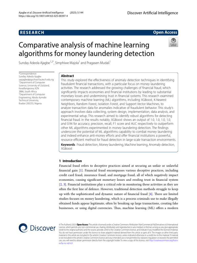 Machine Learning for Money Laundering Detection | PDF | Machine ...