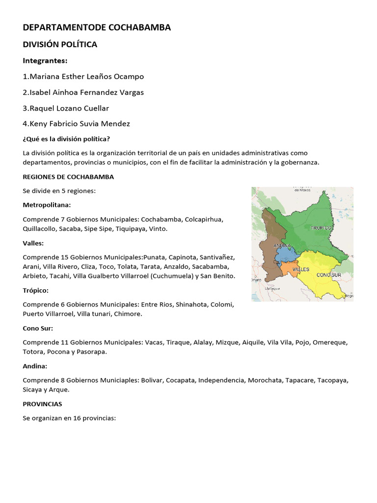 División Política de Cochabamba | PDF | Bolivia