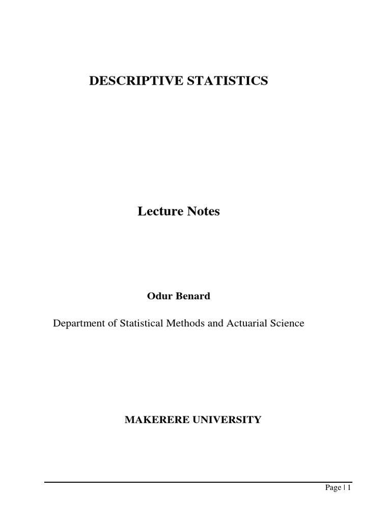 Descriptive Statistics Notes 2017 New Final | PDF | Statistics ...