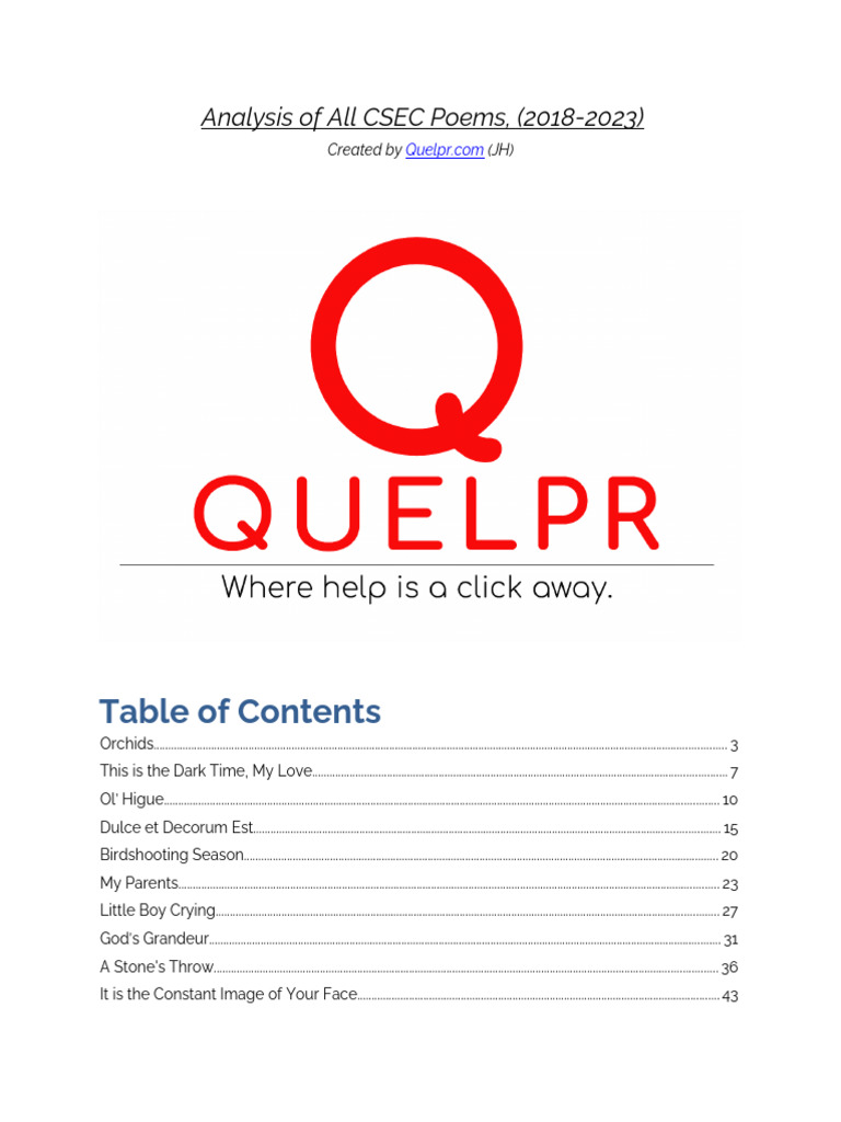 All Csec Poems Summary And Analysis Pdf Infants Machismo