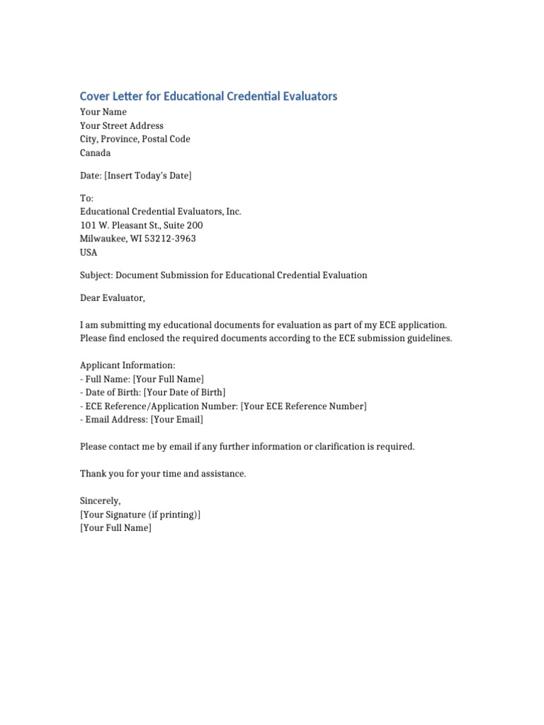 Educational Credential Evaluation Cover Letter | PDF