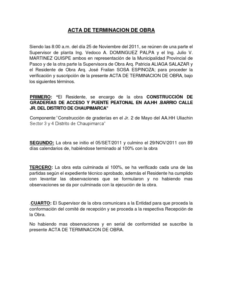 Acta de Terminacion de Obra