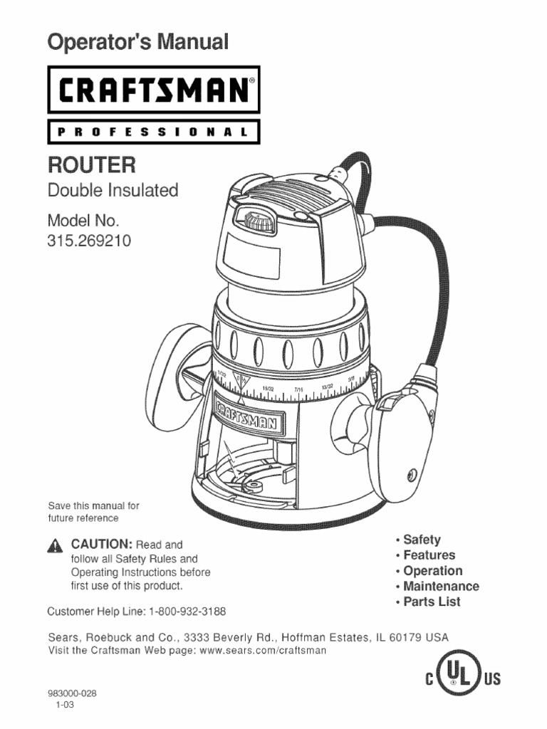Craftsman Router Safety Manual | PDF | Insulator (Electricity ...