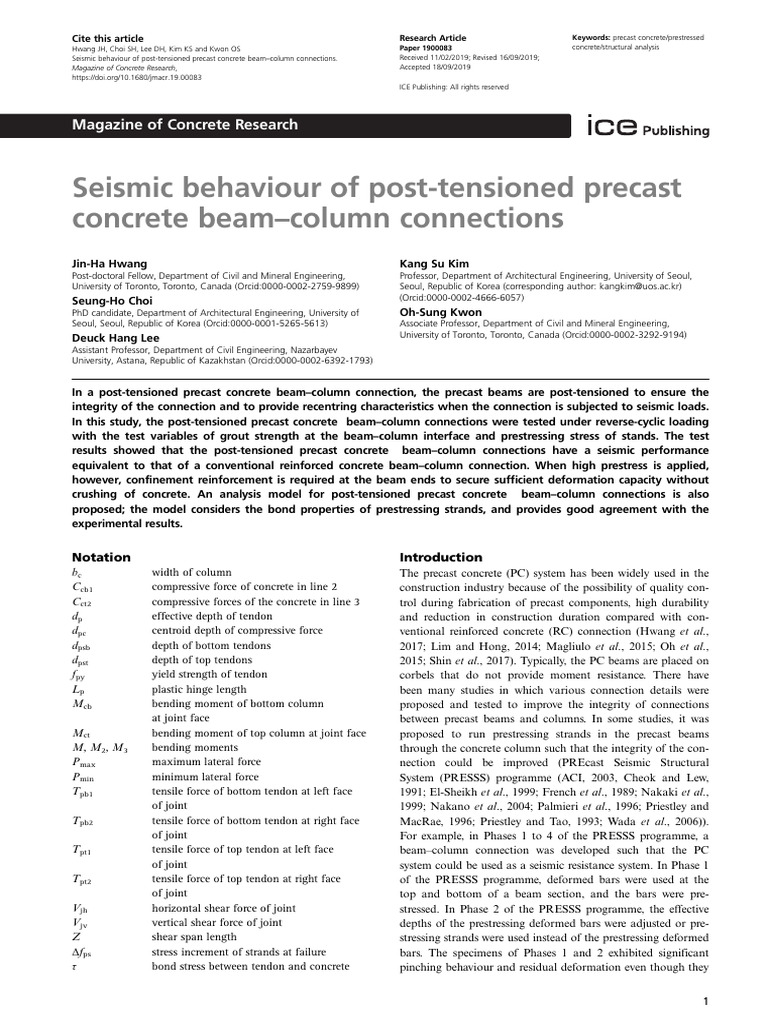 Seismic Performance of Precast Connections | PDF | Prestressed Concrete ...
