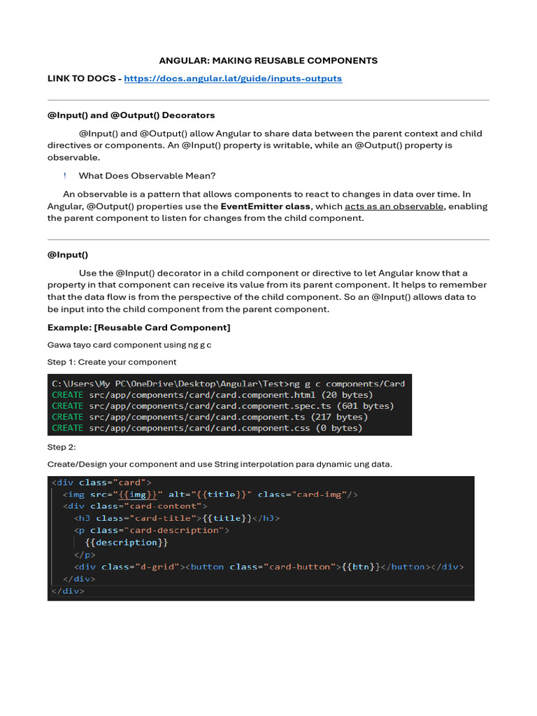 Angular Reusable Components Guide | PDF
