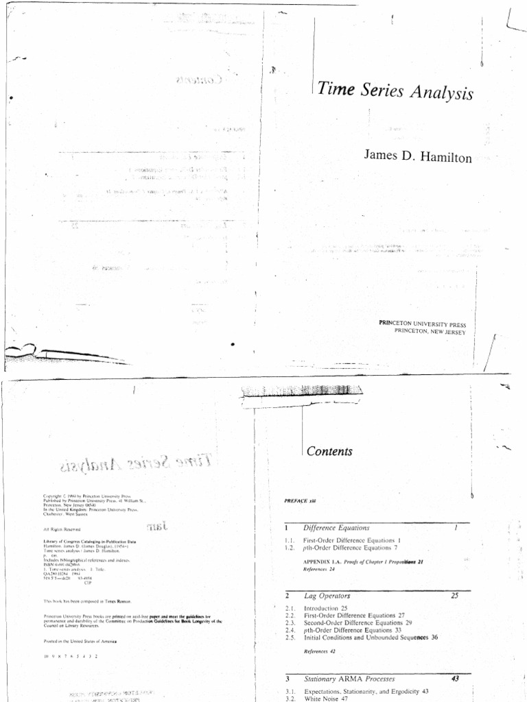 Math - Time Series Analysis - James D Hamilton - 1994 | PDF