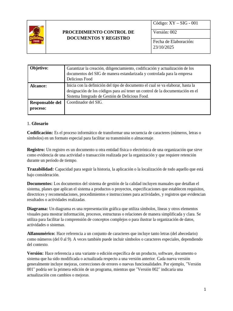 Procedimiento Control de Documentos y Registro | PDF | Sistema de ...