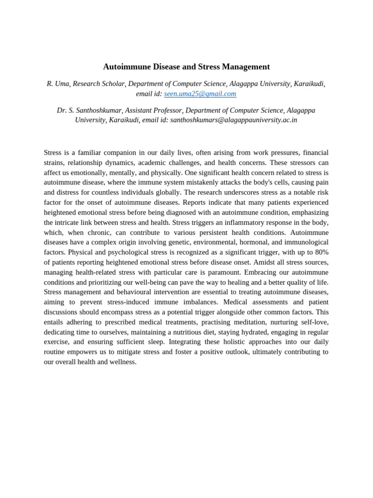 Autoimmune Disease Stress | PDF