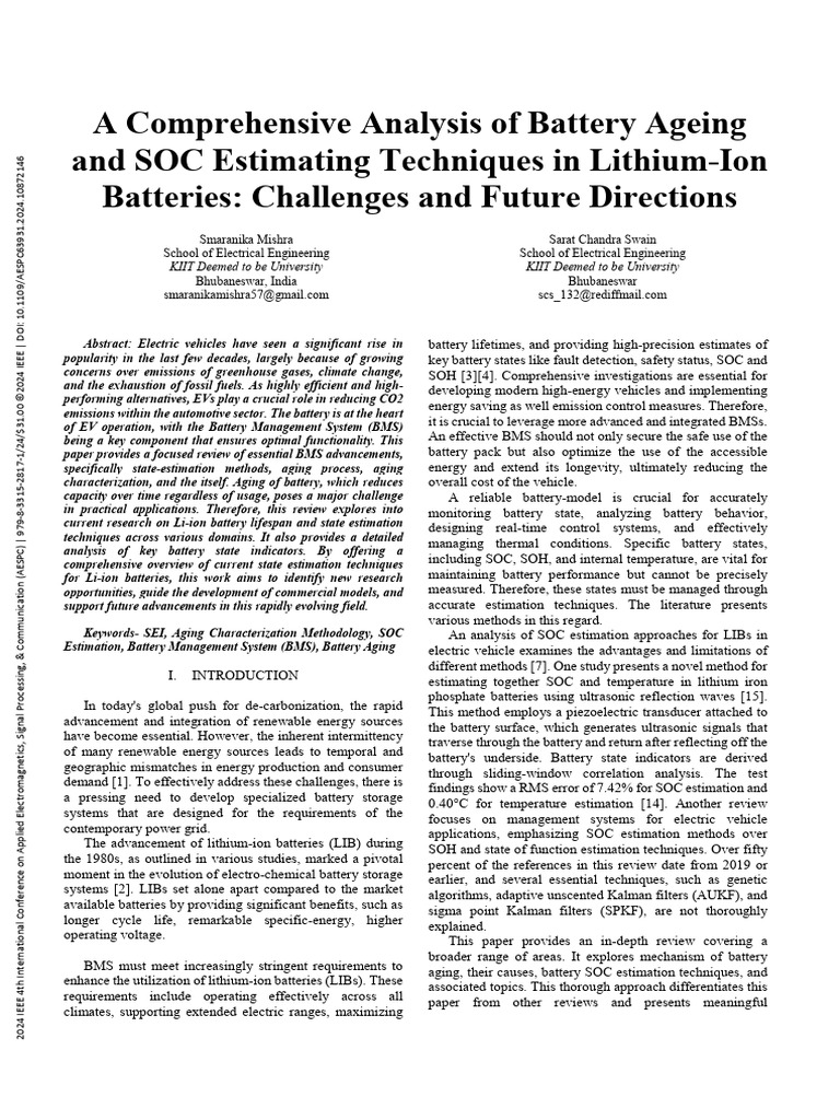 Battery Aging and SOC Estimation Review | PDF | Lithium Ion Battery ...