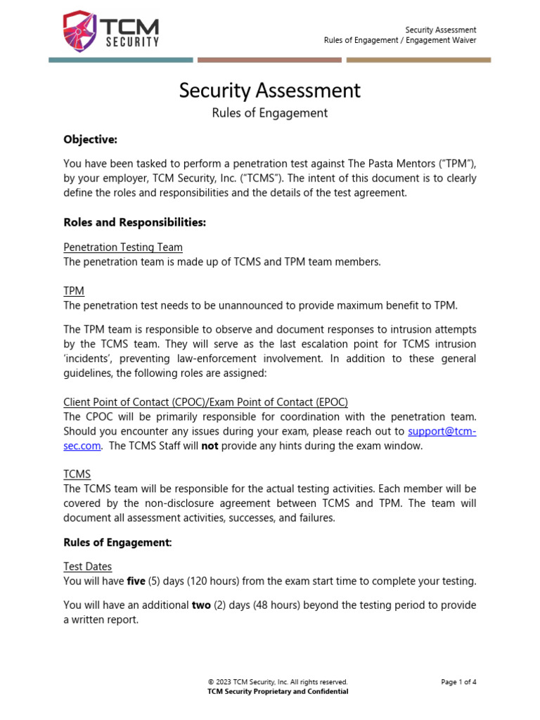 Security Assessment Engagement Guidelines | PDF | Penetration Test ...