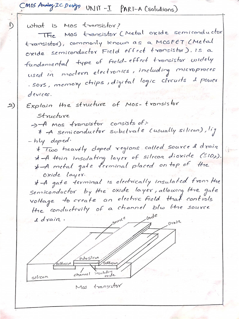 CMOS Analog IC Design Part-A Solutions | PDF
