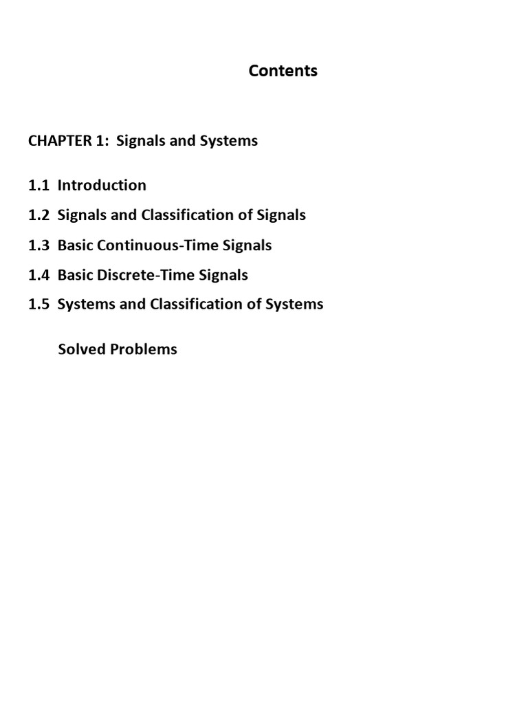 Chapter 1 Signals and Systems | PDF | Discrete Time And Continuous Time ...