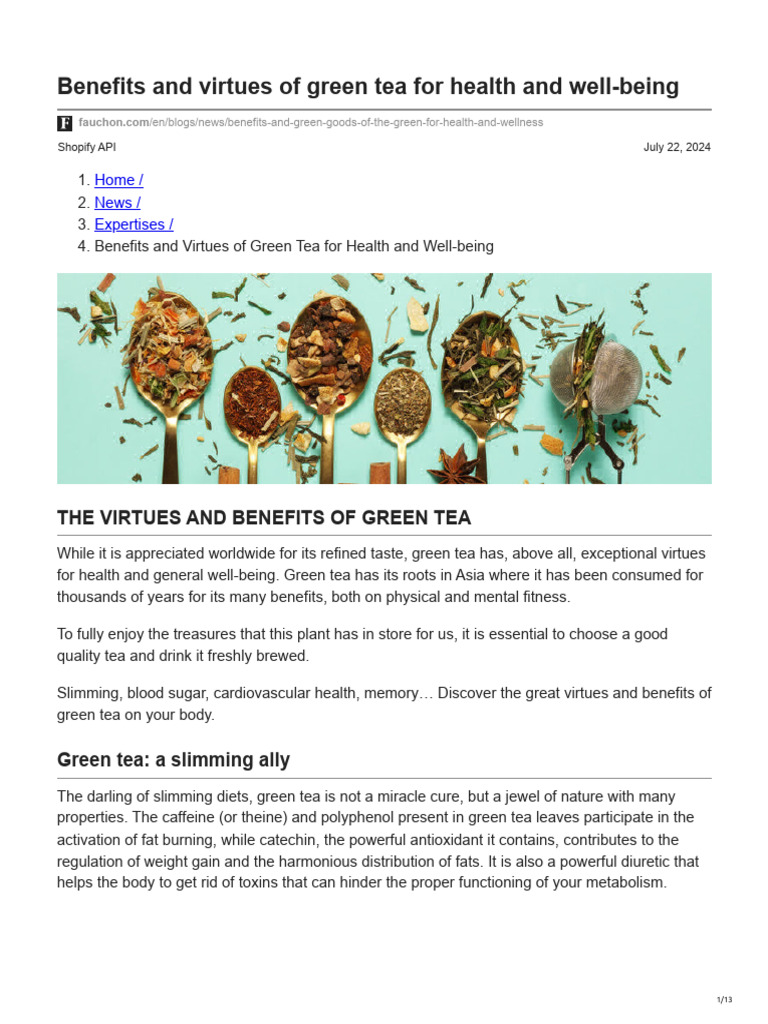 Health Benefits of Green Tea | PDF | Tea | Green Tea