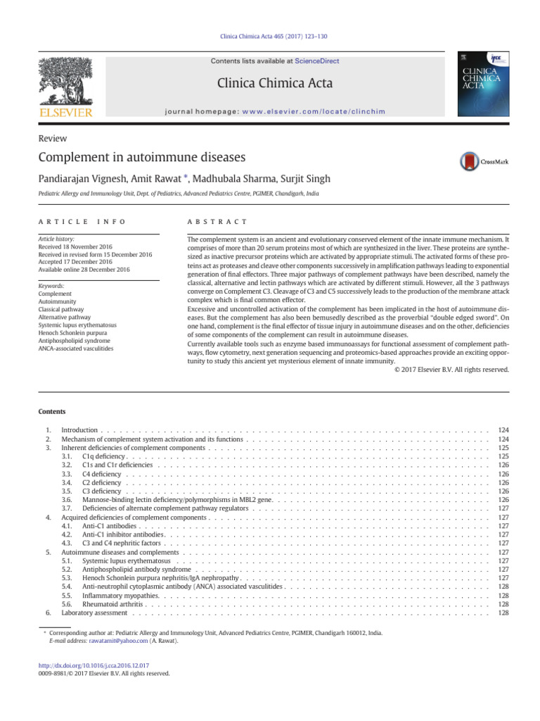 Complement in Autoimmune Diseases | PDF | Complement System | Medical ...