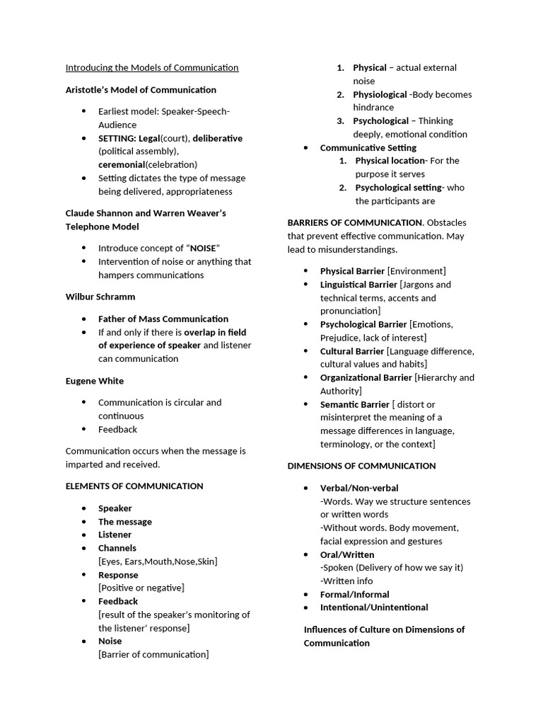 Oral Communication Notes | PDF | Communication | Cognition