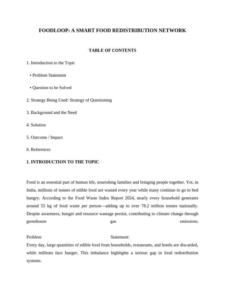 FoodLoop Report | PDF | Non Governmental Organization | Natural Environment