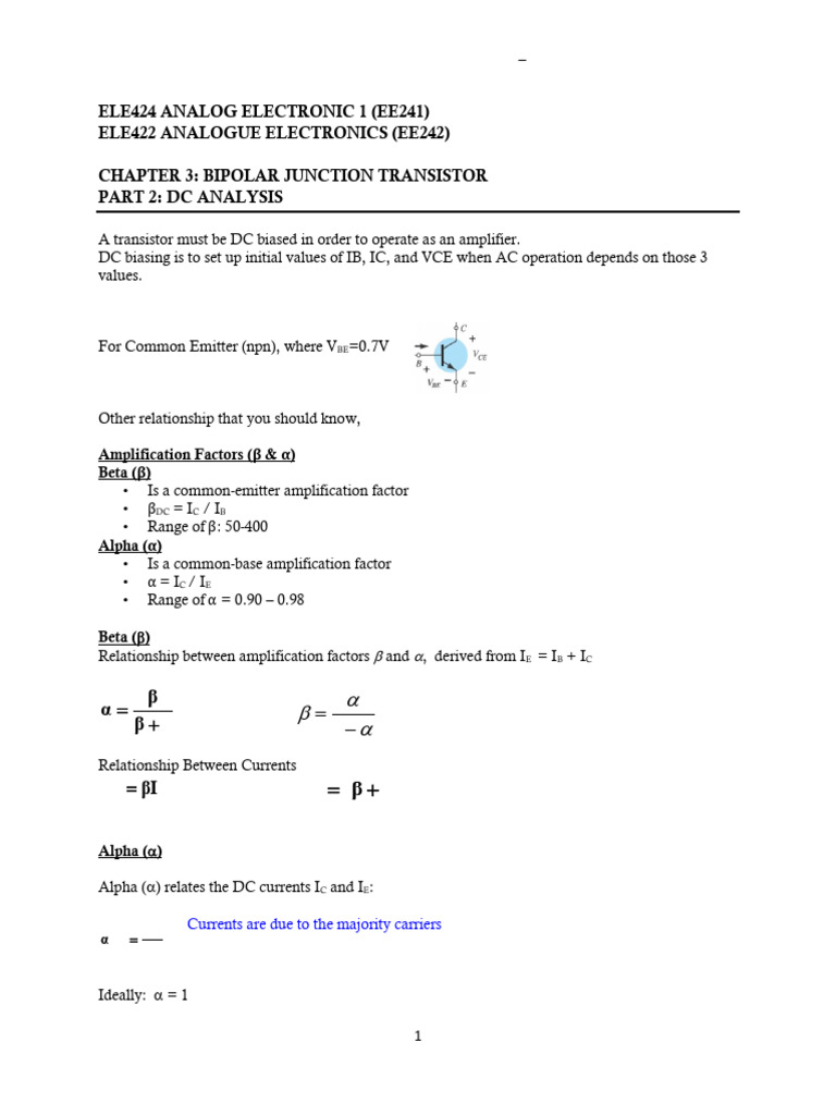 Chap 3 - Part 2 - BJT DC Analysis | PDF | Bipolar Junction Transistor ...
