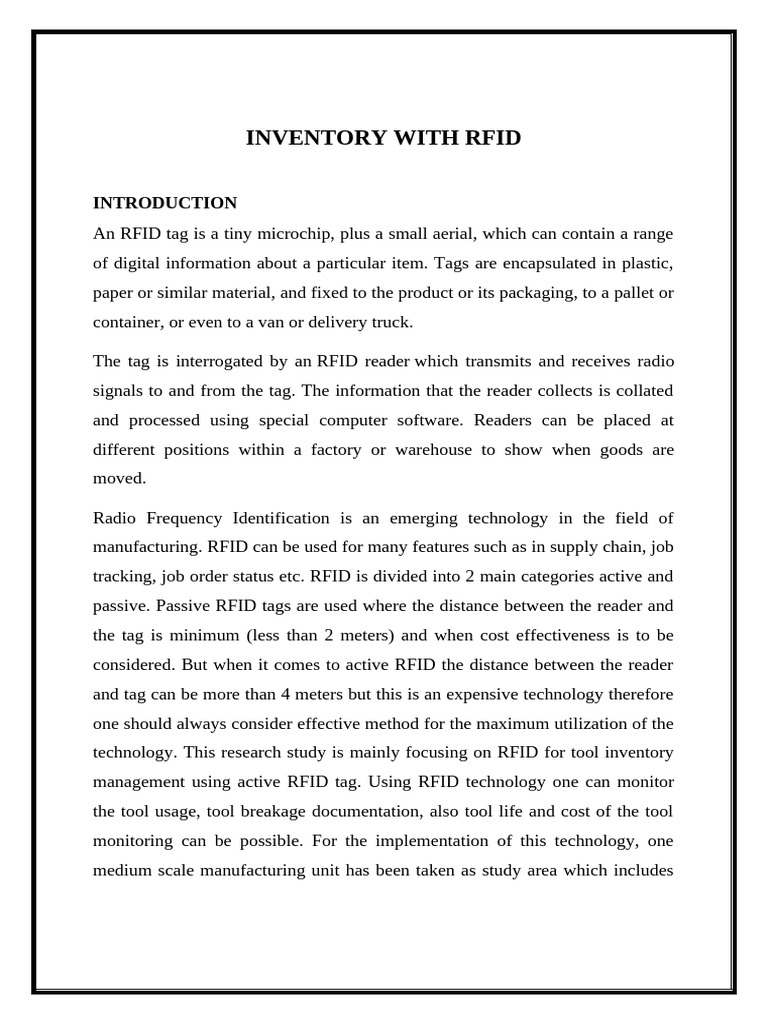 RFID Tool Inventory Management System | PDF | Radio Frequency ...