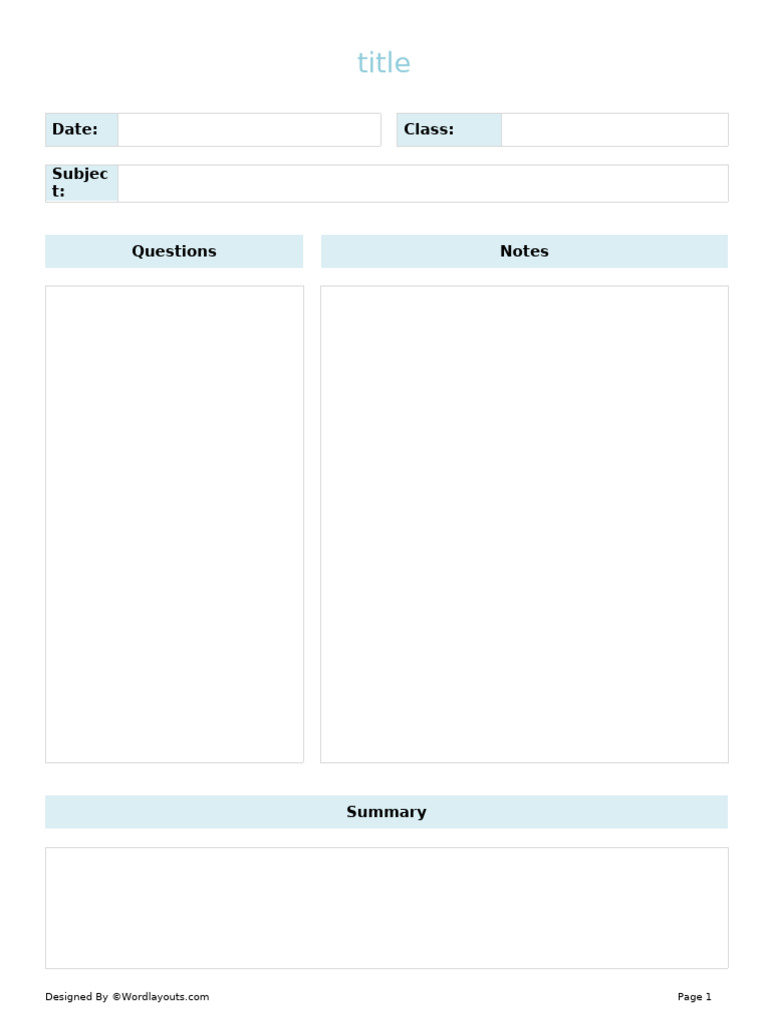 Cornell Notes Template 12 865d6p61p 11 | PDF