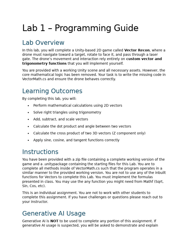 Lab 1 - Instructions | PDF | Trigonometry | Mathematics