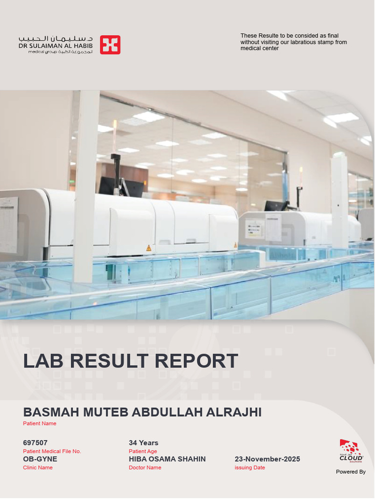 Lab Result Report: Basmah Muteb Abdullah Alrajhi | PDF | Health Care ...