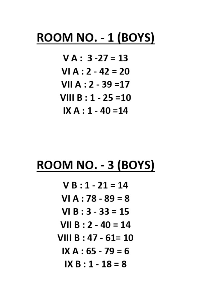 Boys and Girls Room Assignments | PDF