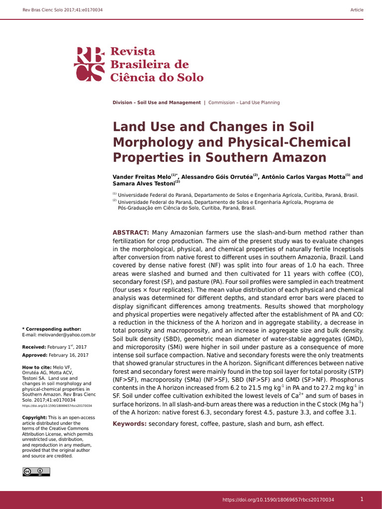 Soil Changes from Land Use in Amazon | PDF | Soil | Crop Rotation