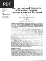 The International Dimension of Branding: Strategic Considerations and Decisions