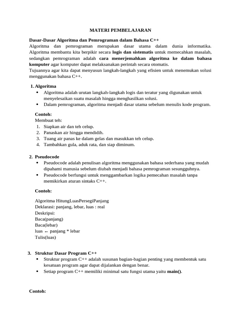 Dasar Algoritma dan Pemrograman C++ | PDF