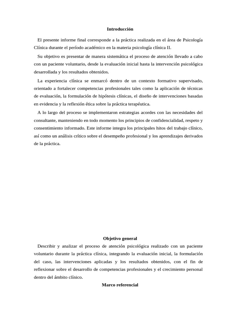 Informe Final (2) Caso Oc | PDF | Las emociones | Psicoterapia