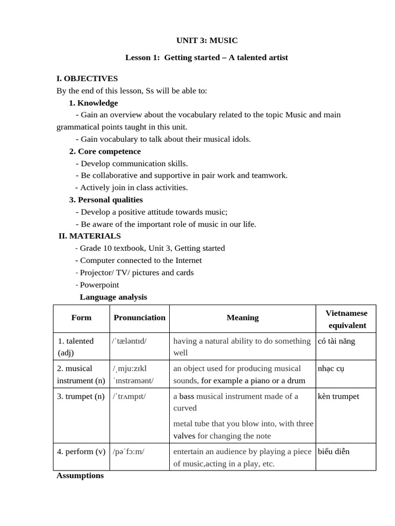 Music Vocabulary and Skills Lesson | PDF | Stress (Linguistics) | Word