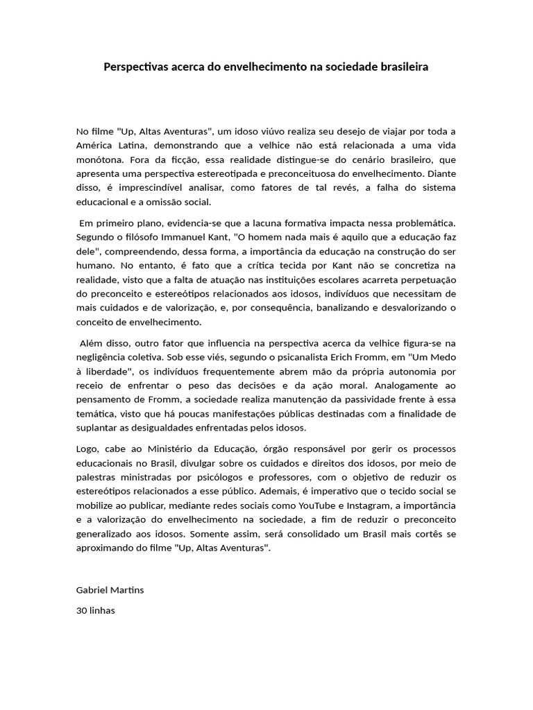 Envelhecimento no Brasil: Desafios e Perspectivas | PDF