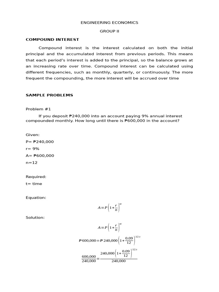 Compound Interest Calculations and Examples | PDF | Compound Interest ...