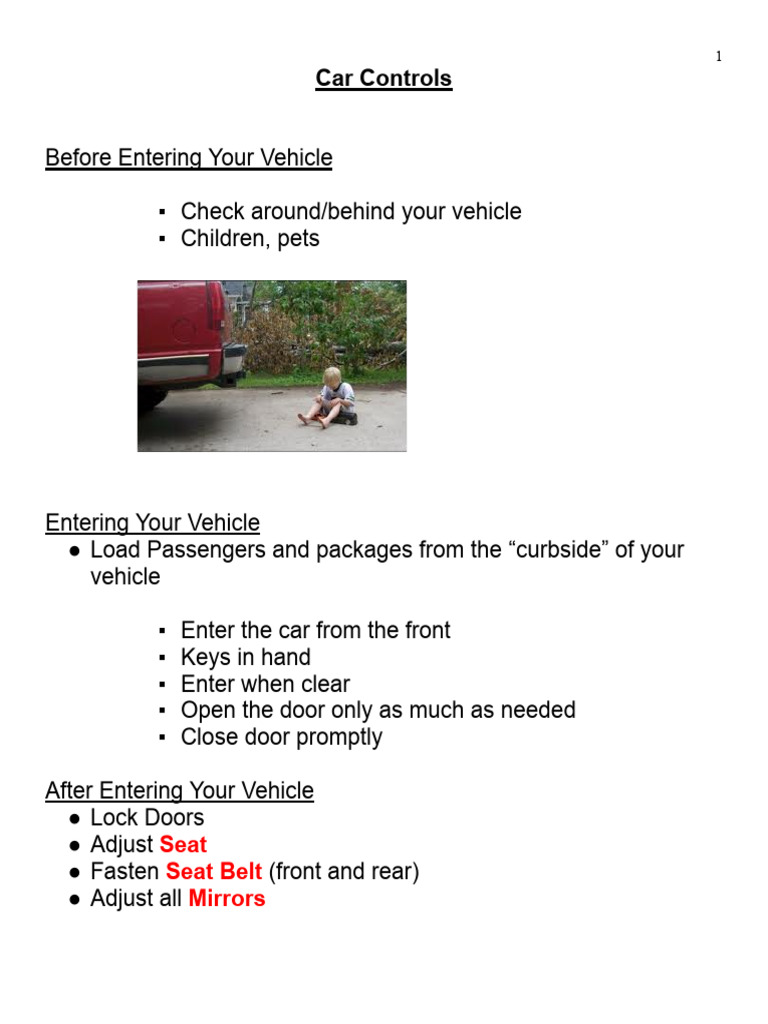 Essential Car Control Guidelines | PDF | Seat Belt | Airbag
