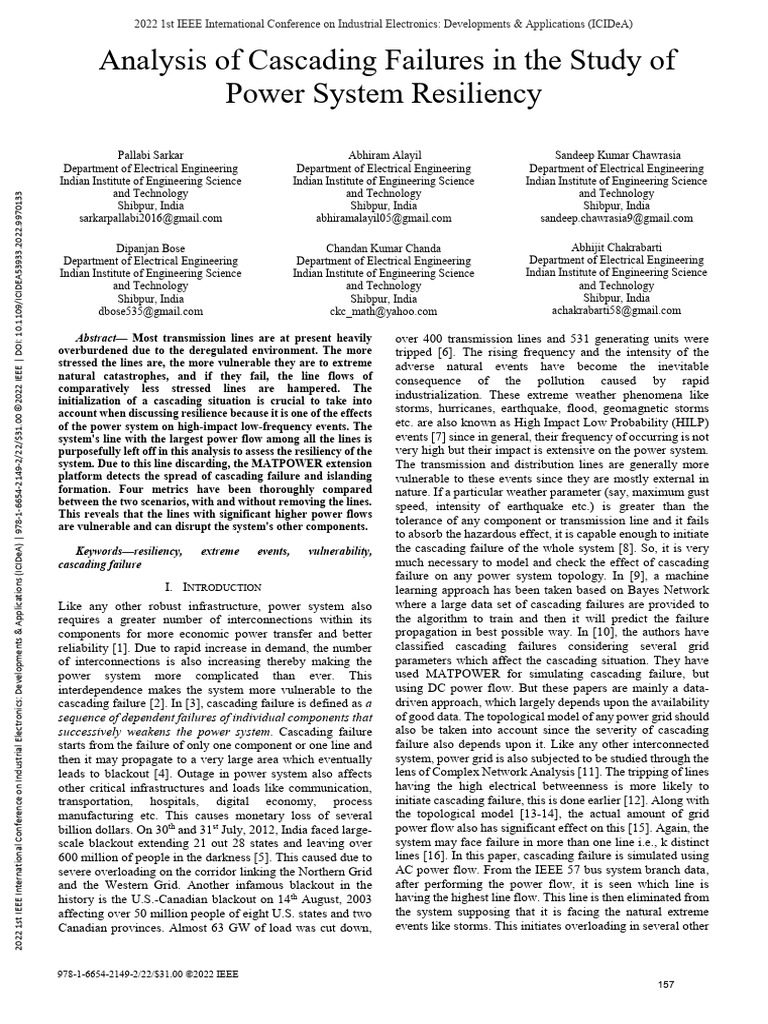 Cascading Failures in Power Systems Analysis | PDF | Electrical Grid ...