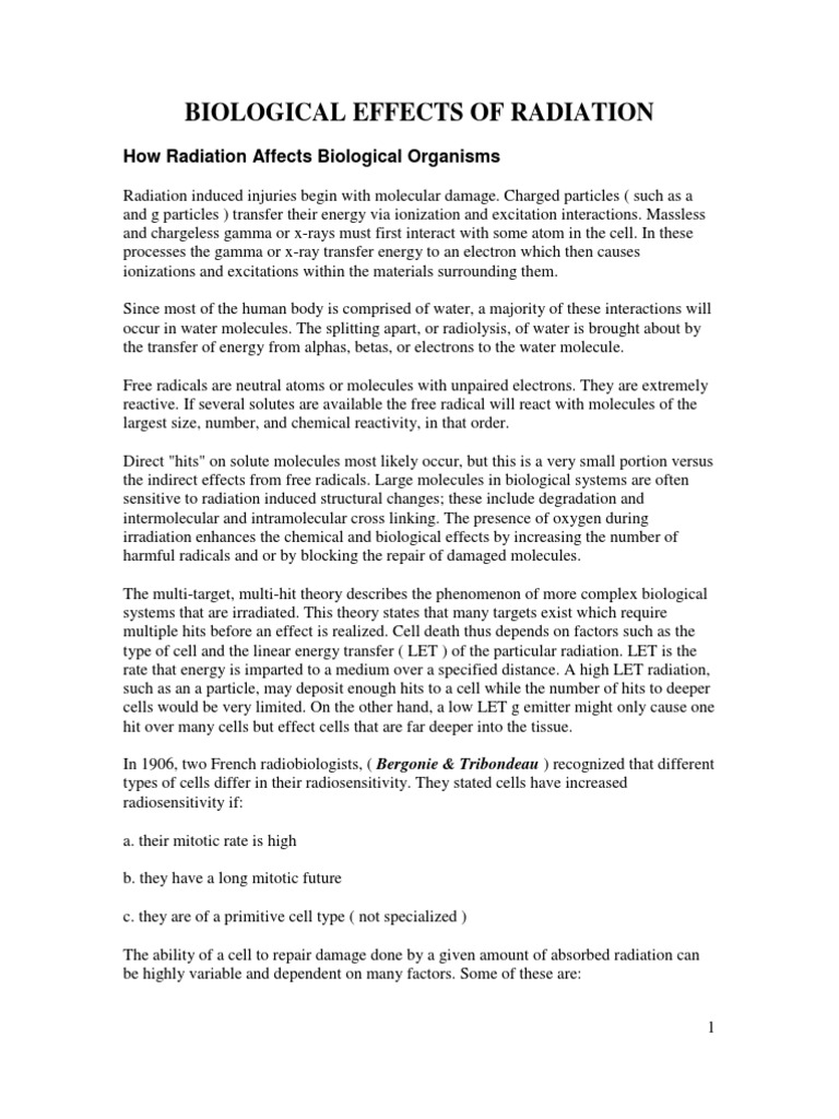 Biological Effects of Radiation Explained | PDF