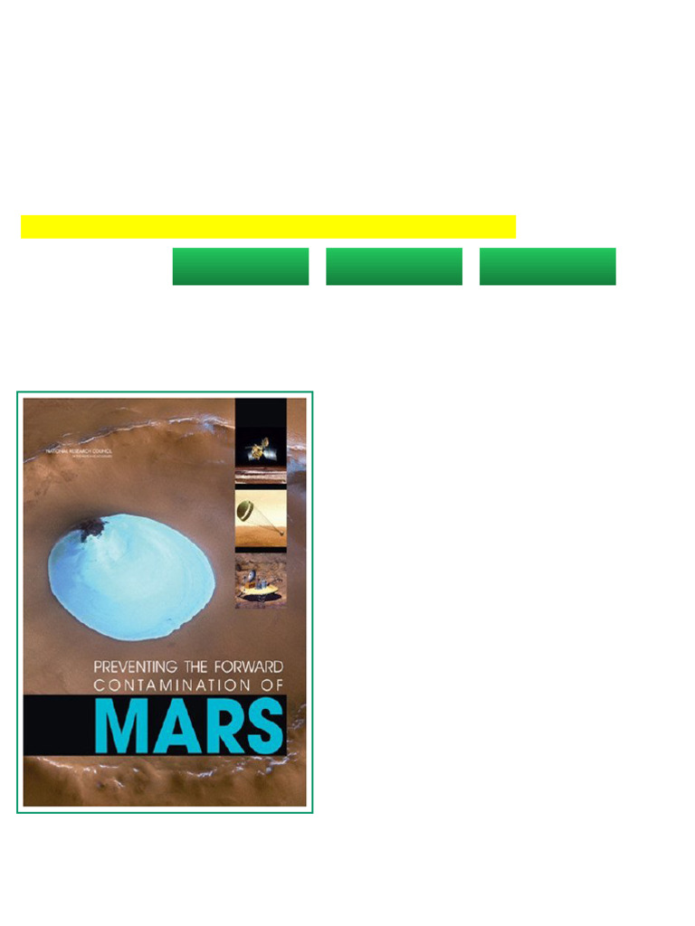 Preventing The Forward Contamination of Mars Committee On Preventing ...